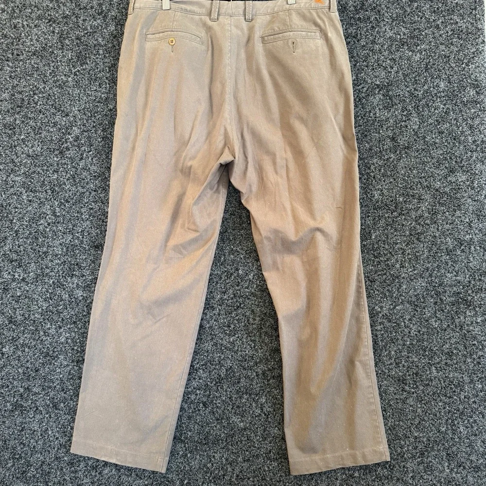 Tommy Bahama Boracay Flat Front Chino Pants Mens 38x34 Brown Cotton Tencel Blend